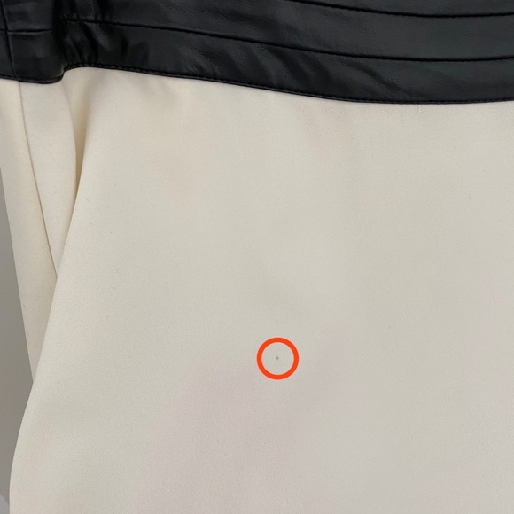 KENSIE BLACK & OFF-WHITE SKIRT WITH FAUX LEATHER WAISTBAND - Picture 6 of 8